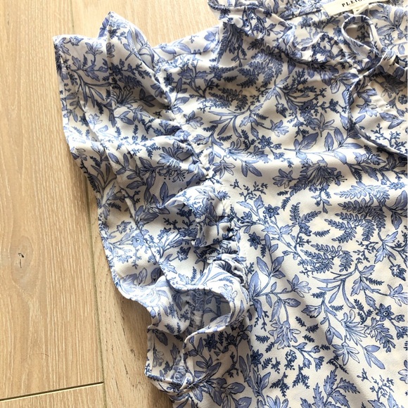 Anthropologie Pleione Botanical Print Ruffle Blouse Size S - Picture 6 of 10